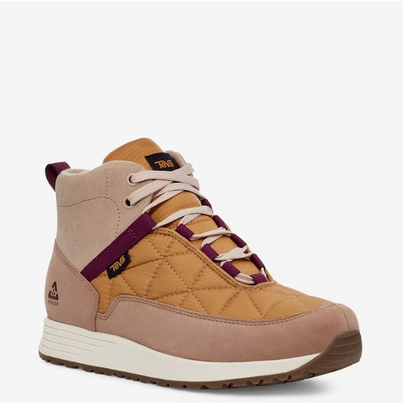 Teva Women's Quilted Tan and Burgundy Sneakers - Picture 1 of 8